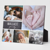 Gepersonaliseerde familienaam, 5 Foto Collage Fotoplaat (Zijkant)