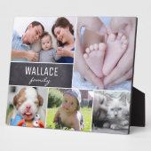 Gepersonaliseerde familienaam, 5 Foto Collage Fotoplaat (Zijkant)