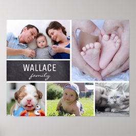 Gepersonaliseerde familienaam, 5 Foto Collage Poster