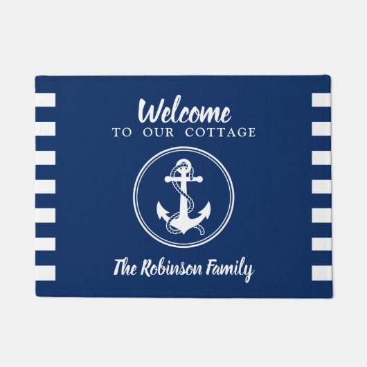 Gepersonaliseerde familienaam Anchor & Rope Cottag Deurmat (Voorkant)