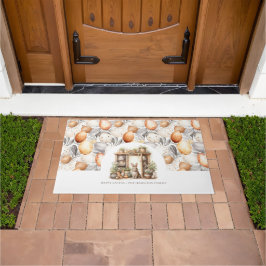  Gepersonaliseerde familienaam Beige Pasen Deurmat