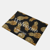Gepersonaliseerde familienaam Black Gold Ananas Deurmat (Schuin)