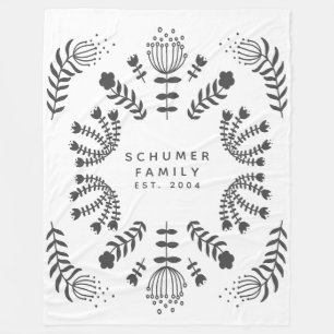 Gepersonaliseerde familienaam Black White Scandi F Fleece Deken