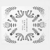 Gepersonaliseerde familienaam Black White Scandi F Fleece Deken (Voorkant (Horizontaal))