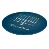 Gepersonaliseerde familienaam Blue Hanukkah Menora Snijplank (Hoek)