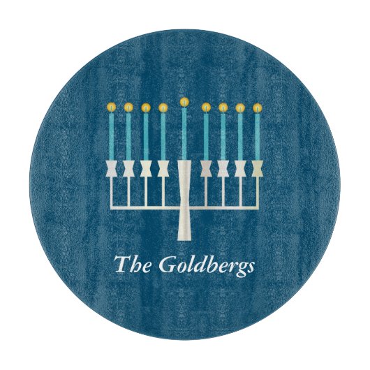 Gepersonaliseerde familienaam Blue Hanukkah Menora Snijplank (Voorkant)