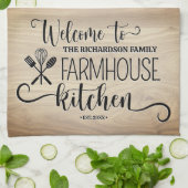 Gepersonaliseerde familienaam Boerderij Keuken Theedoek (Gevouwen)