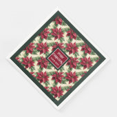 Gepersonaliseerde familienaam Christmas poinsettia Servet (Hoek)