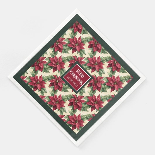 Gepersonaliseerde familienaam Christmas poinsettia Servet (Hoek)