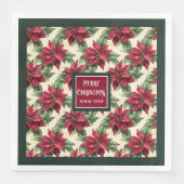 Gepersonaliseerde familienaam Christmas poinsettia Servet (Voorkant)