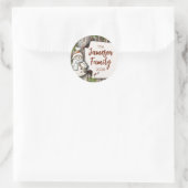 Gepersonaliseerde familienaam Christmas Snowman Ronde Sticker (Tas)