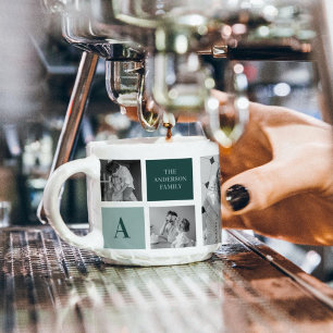 Gepersonaliseerde familienaam Collage Foto Gift Espresso Kop