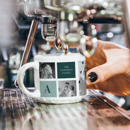 Gepersonaliseerde familienaam Collage Foto Gift Espresso Kop