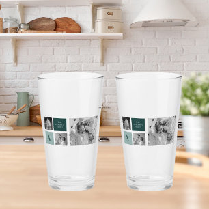 Gepersonaliseerde familienaam Collage Foto Gift Glas