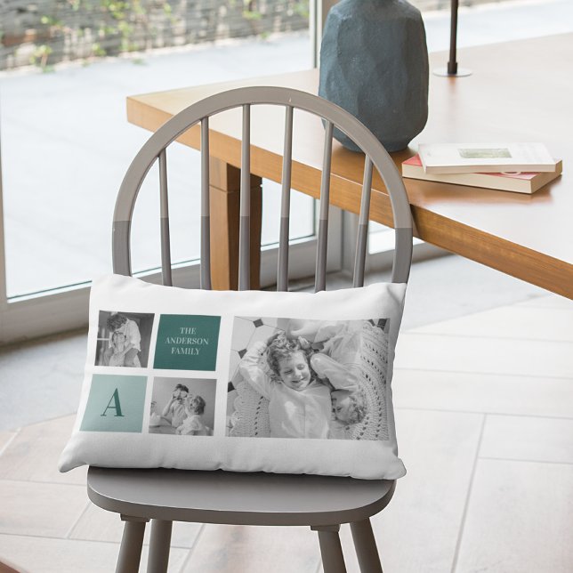 Gepersonaliseerde familienaam Collage Foto Gift Kussen (Creator heeft geüpload)