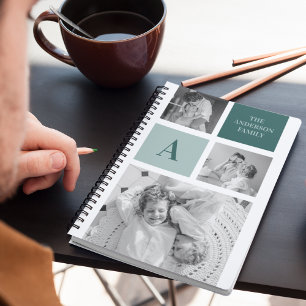 Gepersonaliseerde familienaam Collage Foto Gift Notitieboek