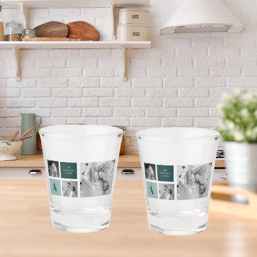 Gepersonaliseerde familienaam Collage Foto Gift Shot Glas