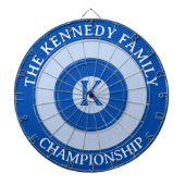 Gepersonaliseerde familienaam Custom Monogram Blau Dartbord (Voorkant)