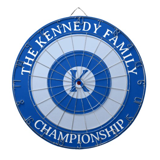 Gepersonaliseerde familienaam Custom Monogram Blau Dartbord (Voorkant)