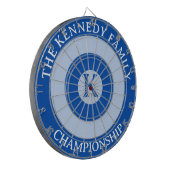 Gepersonaliseerde familienaam Custom Monogram Blau Dartbord (Voorkant Links)