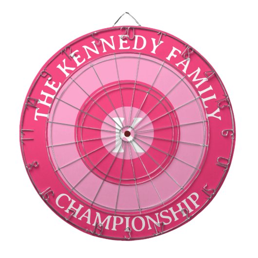 Gepersonaliseerde familienaam Custom Monogram Roze Dartbord (Voorkant)