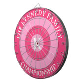 Gepersonaliseerde familienaam Custom Monogram Roze Dartbord (Voorkant Rechts)