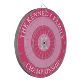 Gepersonaliseerde familienaam Custom Monogram Roze Dartbord (Voorkant Links)