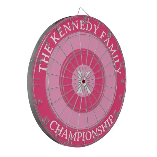 Gepersonaliseerde familienaam Custom Monogram Roze Dartbord (Voorkant Links)