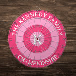 Gepersonaliseerde familienaam Custom Monogram Roze Dartbord<br><div class="desc">Eenvoudige sjabloon om uw dartbord te personaliseren met uw familienaam en monogram. Pas de teksten aan volgens uw behoeften.</div>