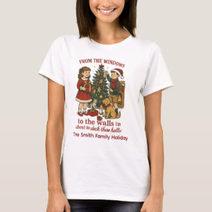 Gepersonaliseerde familienaam Deck De Kerstzalen T-shirt
