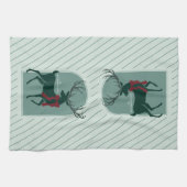 Gepersonaliseerde familienaam Elegant Kerstmis Theedoek (Horizontaal)