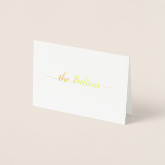 Gepersonaliseerde familienaam Elegant Stationery G Folie Kaarten
