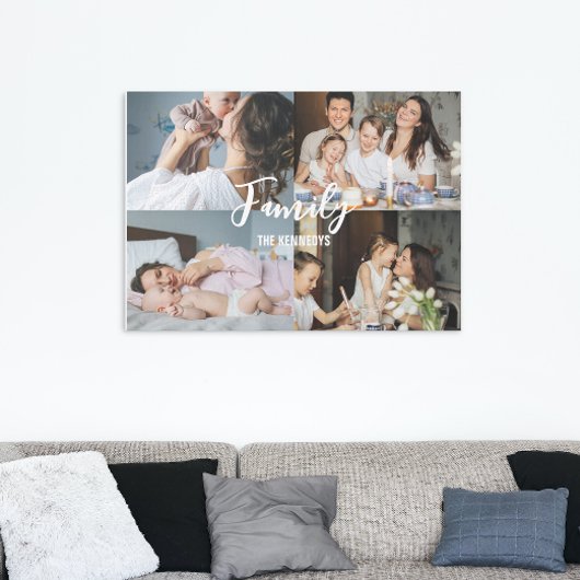 Gepersonaliseerde familienaam Familie 4 Foto Colla Canvas Afdruk