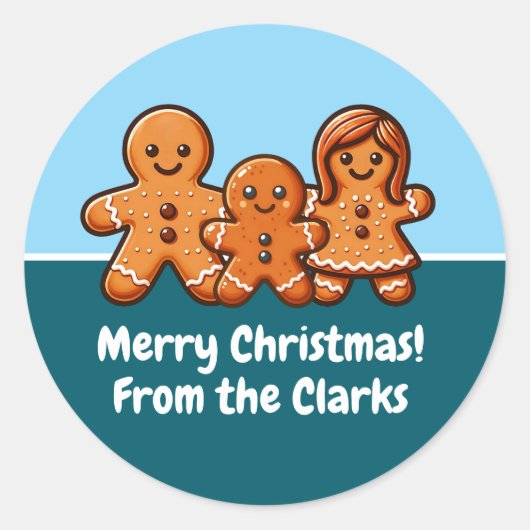 Gepersonaliseerde familienaam Gingerbread Stickers (Voorkant)
