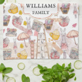 Gepersonaliseerde familienaam Herfst Waterverf Theedoek (Gevouwen)