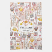 Gepersonaliseerde familienaam Herfst Waterverf Theedoek (Verticaal)