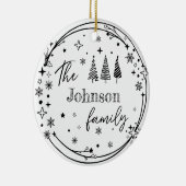Gepersonaliseerde familienaam Holiday Keepsake Keramisch Ornament (Rechts)