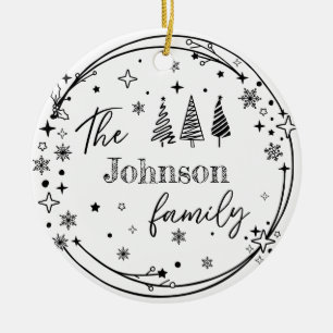 Gepersonaliseerde familienaam Holiday Keepsake Keramisch Ornament