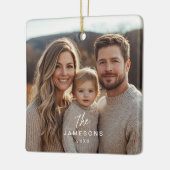 Gepersonaliseerde Familienaam Jaar Foto Ornament (Links)