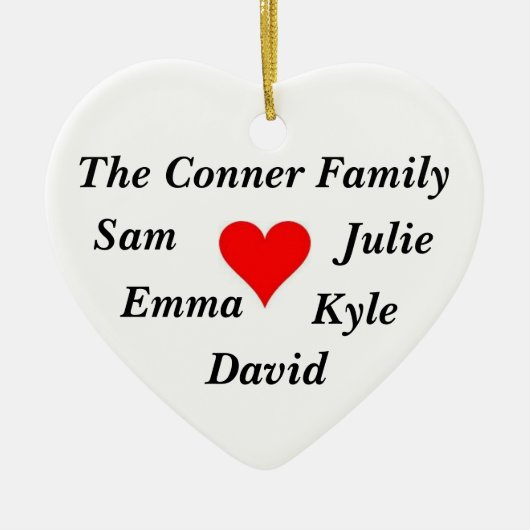 Gepersonaliseerde familienaam keramisch ornament (Voorkant)