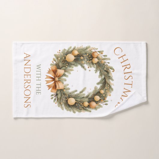 Gepersonaliseerde familienaam Kerst handdoek (Handdoek)
