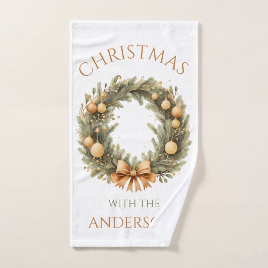 Gepersonaliseerde familienaam Kerst handdoek (Handdoek)