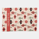 Gepersonaliseerde familienaam Kerstpatroon Theedoek (Horizontaal)