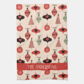 Gepersonaliseerde familienaam Kerstpatroon Theedoek (Verticaal)
