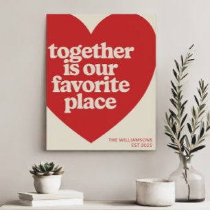 Gepersonaliseerde familienaam Love Heart Red Moder Poster