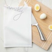 Gepersonaliseerde familienaam Modern Minimalistisc Theedoek (Quarter Fold)