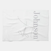 Gepersonaliseerde familienaam Modern Minimalistisc Theedoek (Horizontaal)