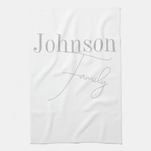 Gepersonaliseerde familienaam Modern Minimalistisc Theedoek (Verticaal)