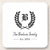 Gepersonaliseerde familienaam Monogram Drank Coast Bier Onderzetter (Voorkant)