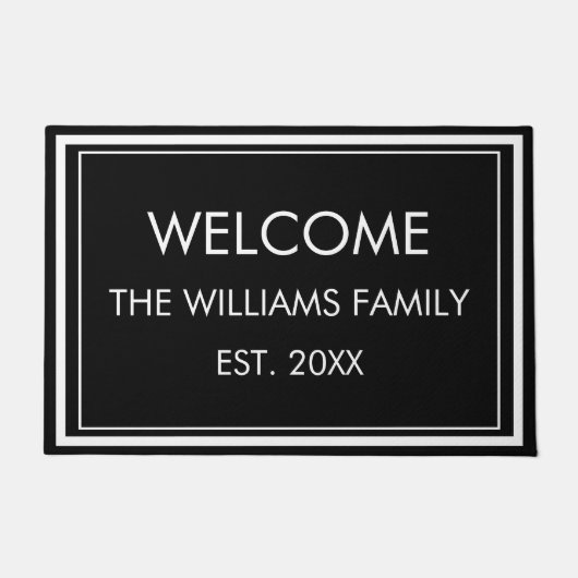 Gepersonaliseerde familienaam Monogram Zwart-wit Deurmat (Voorkant)